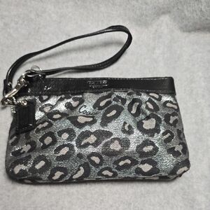 Coach Ocelot Metallic Leopard Print Wristlet